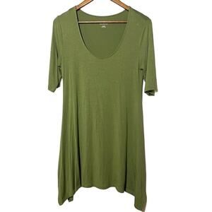Soft Surroundings 3/4 Sleeve Jersey Shirt Dress Olive Green Size Medium